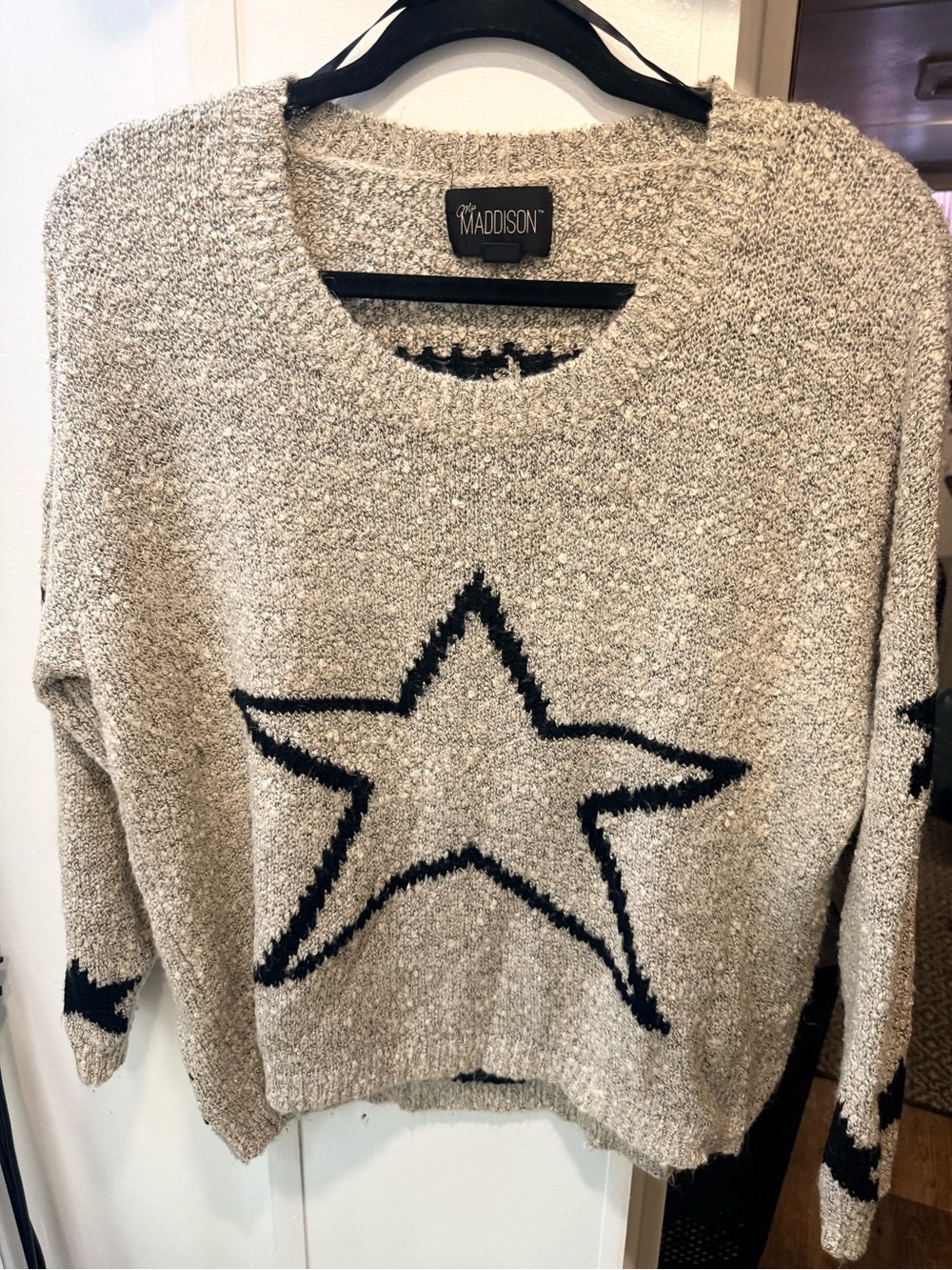 Madison Beige Sweater with Black Star Motif